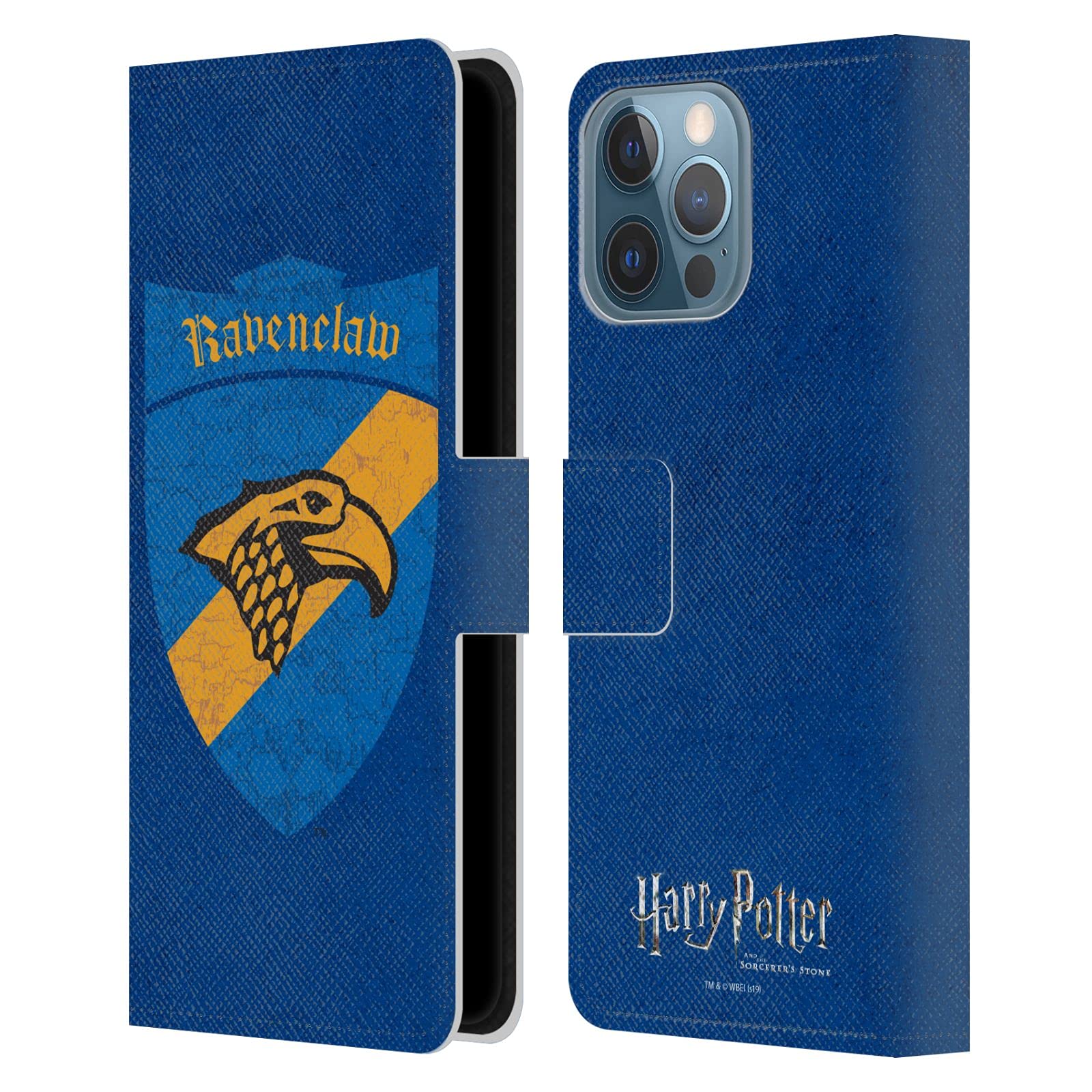 Officially Licensed Harry Potter Ravenclaw Crest Sorcerer's Stone Leather Book Wallet Case for iPhone 13 Pro Max - Stylish Protective Cover for Fans, Daily Use & Travel Accessory
