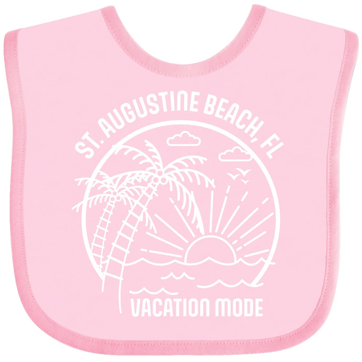 Inktastic Summer Vacation Mode St. Augustine Beach Florida Baby Bib - Soft Cotton Drool Bib for Infants - Perfect for Beach Trips, Travel & Family Vacations
