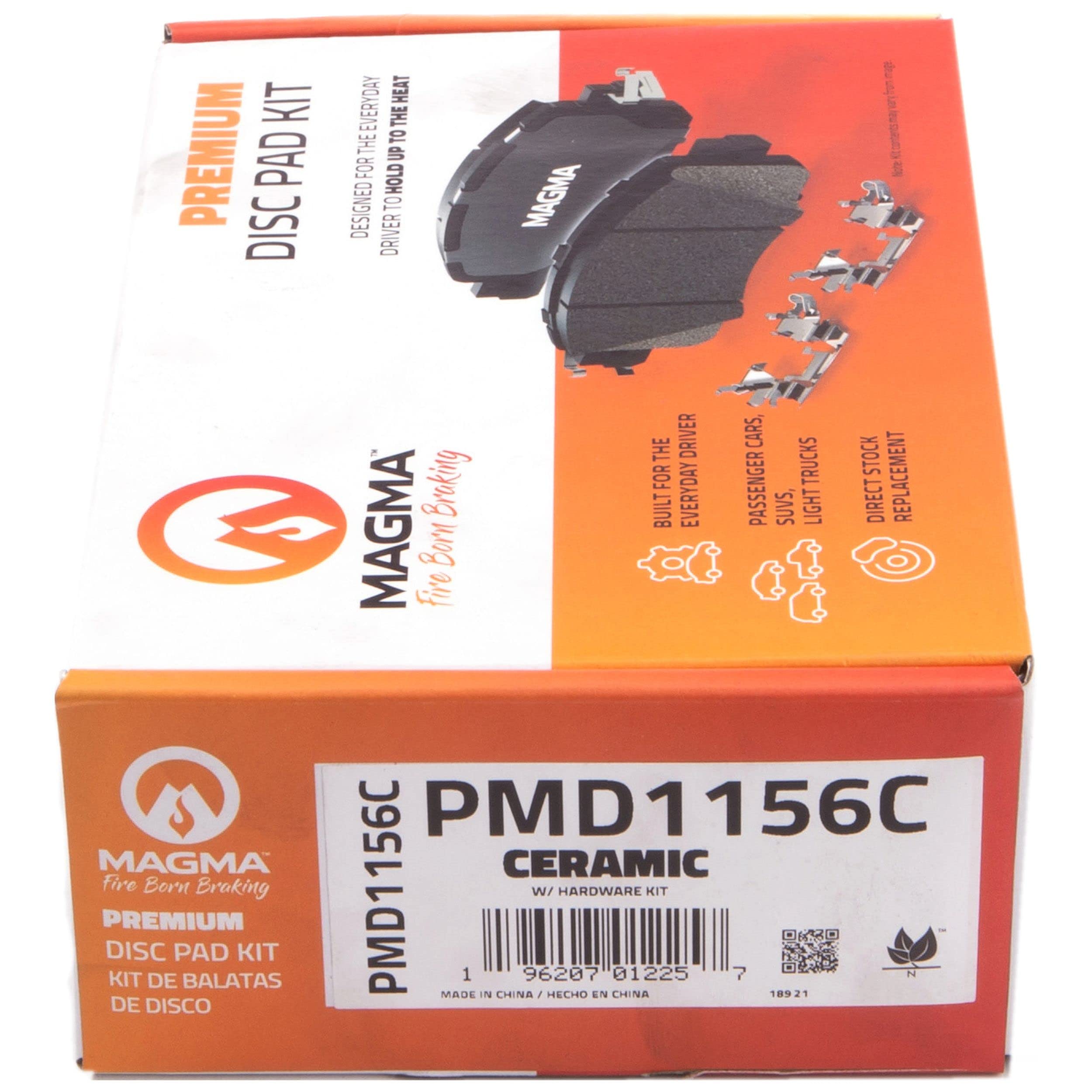 Premium MAGMA PMD1156C Ceramic Brake Pads for Front Wheels - High-Performance Braking, Low Noise & Dust - Perfect for Daily Commuting, Highway Driving & Performance Vehicles