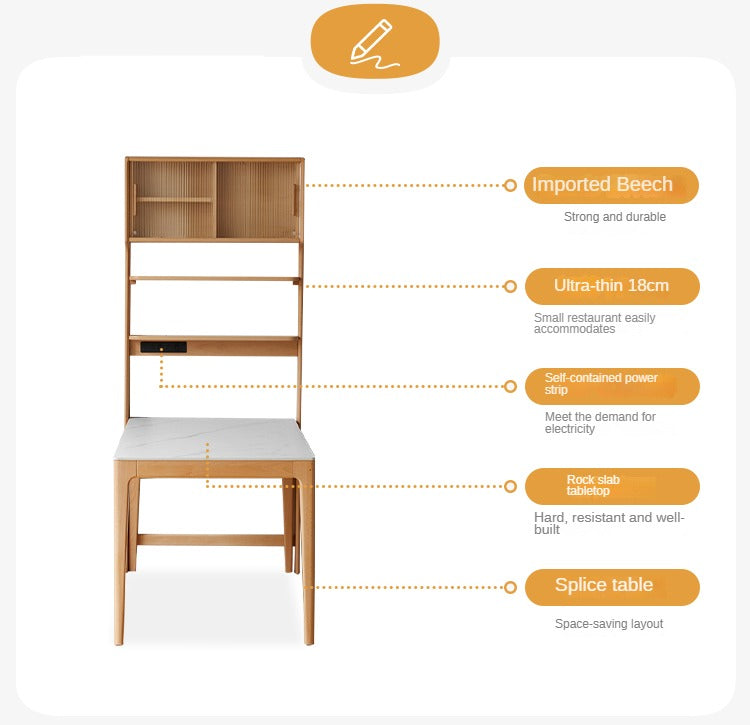 Solid Beech Wood Ultra-Thin Dining Sideboard - Modern Buffet Cabinet for Dining Room, Kitchen Storage & Living Room Decor