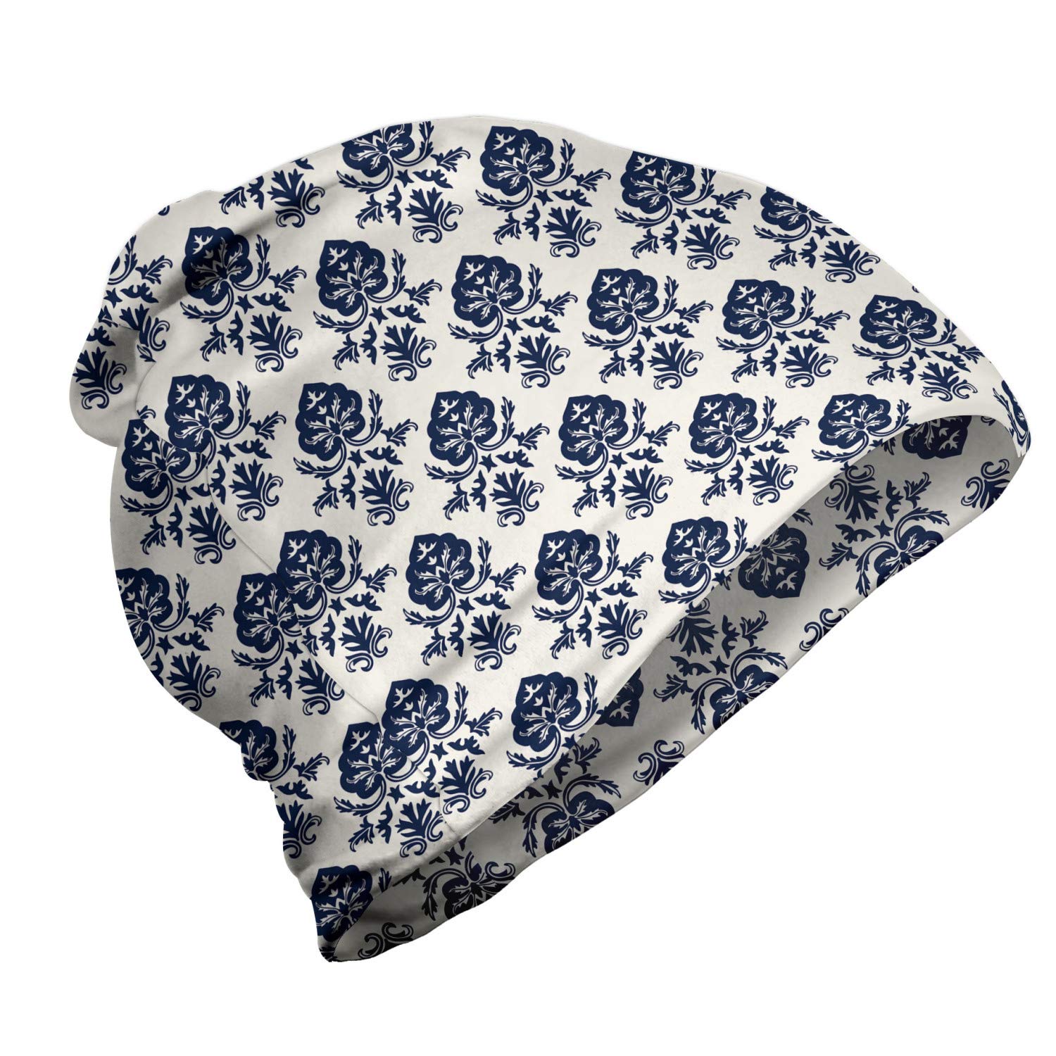 Ambesonne Unisex Beanie - Monochromatic Nostalgic Art Design - Warm Winter Knit Hat for Men & Women - Perfect for Hiking, Camping & Outdoor Activities