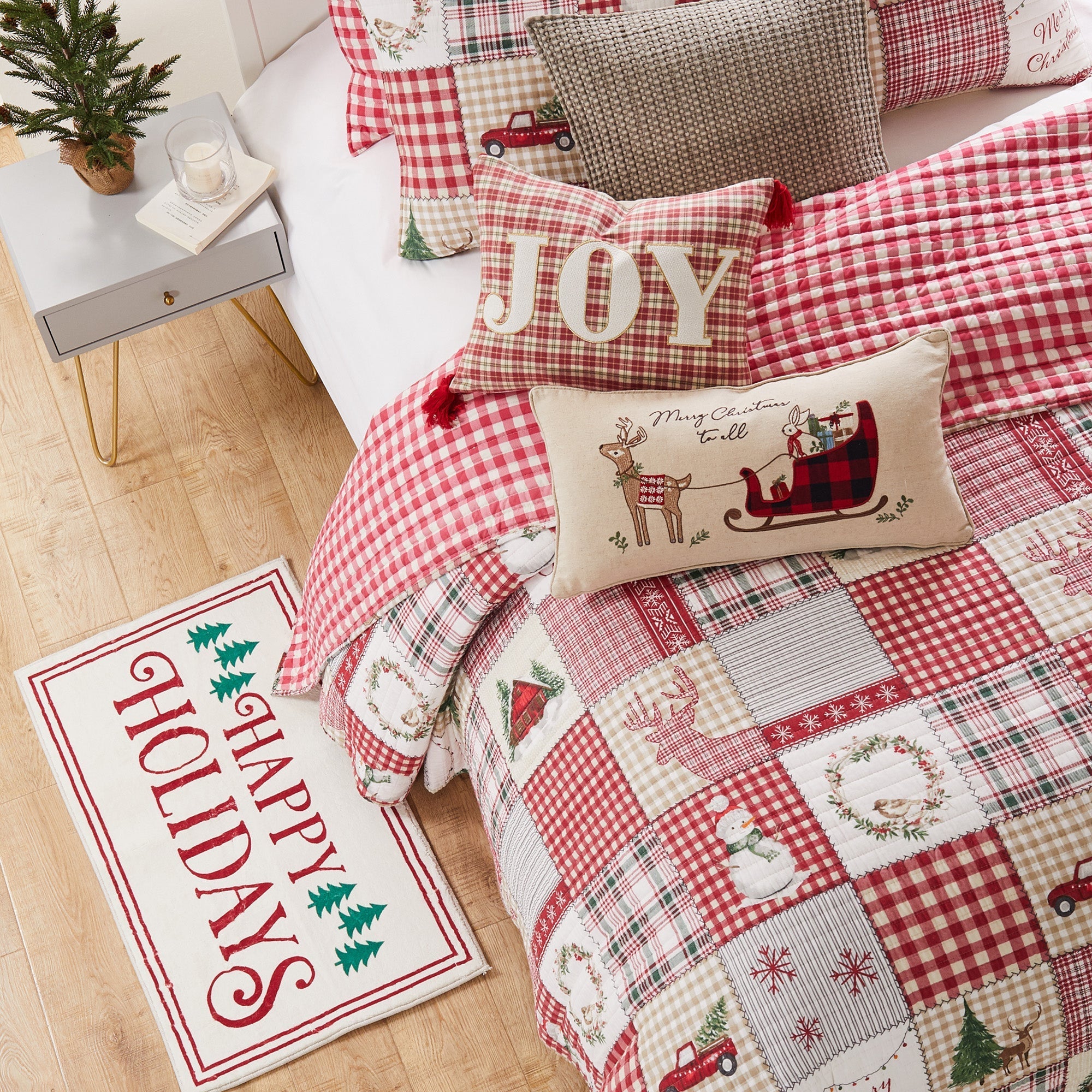 Cozy Christmas Quilt Set - Festive Holiday Bedding for Winter Decor - Perfect for Family Gatherings & Cozy Nights