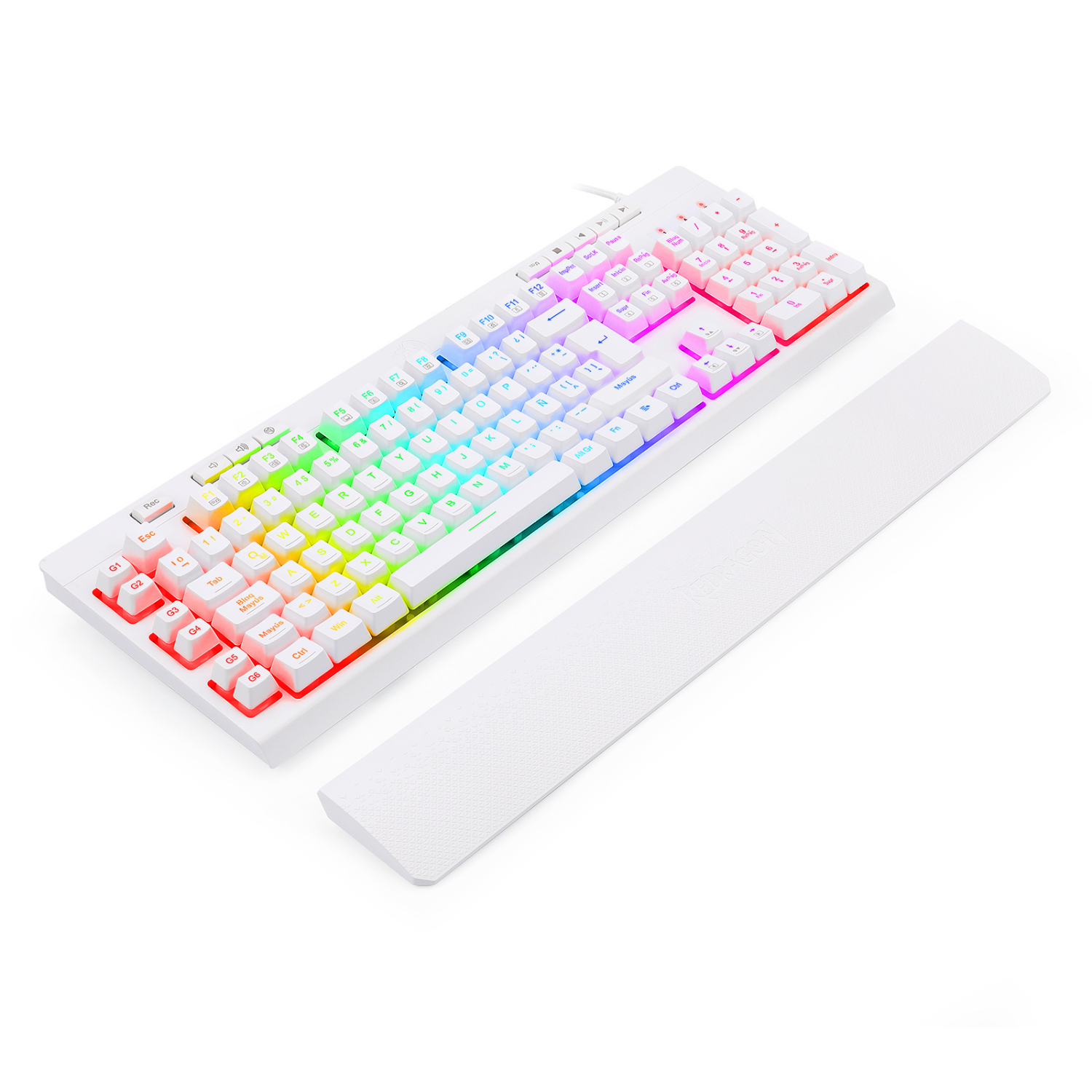Redragon Shiva K512 RGB Gaming Keyboard - White with Spanish Layout | Perfect for PC Gaming & Esports