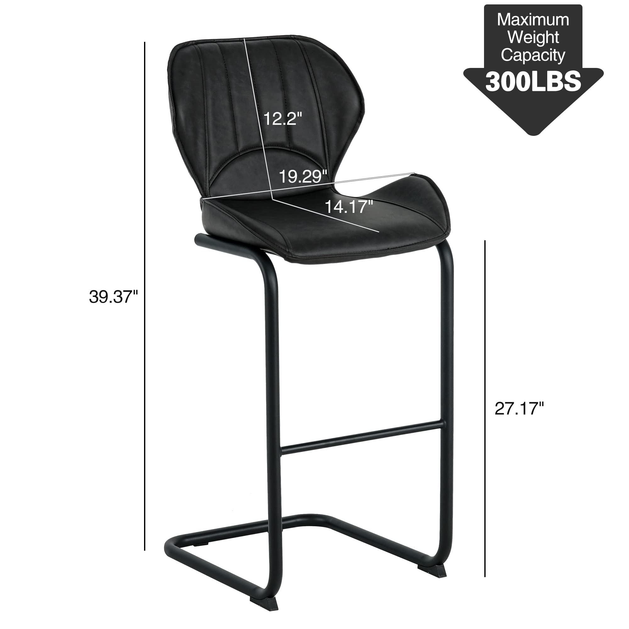 Modern Leather Bar Stools Set of 4 with Backrest & Footrest - Kitchen Counter Stools for Home, Bar, Restaurant - Comfortable Seating for Office, Study, Balcony & Courtyard (Dark Brown) - Perfect for Entertaining, Dining & Relaxing