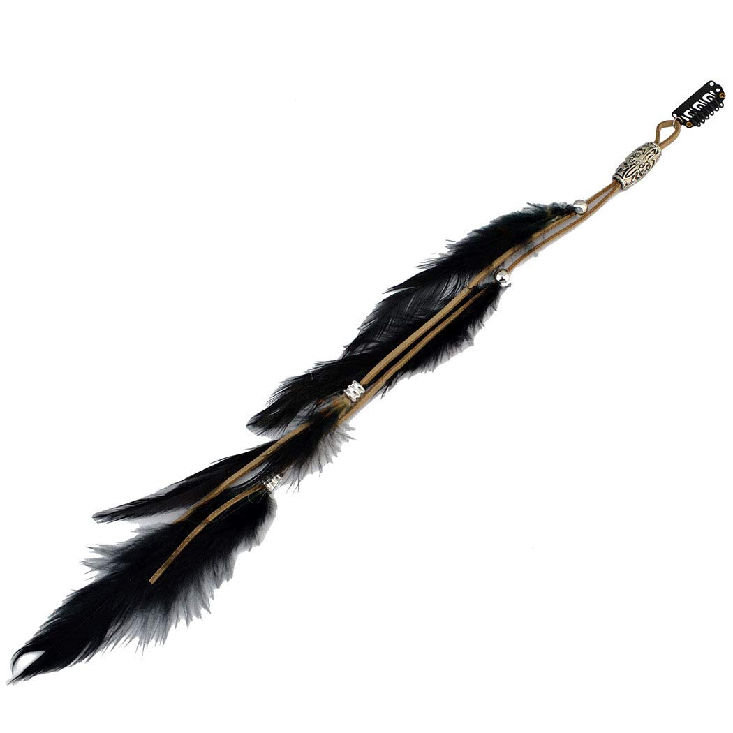 3PCS Bohemian Hippie Hair Extensions with Feather Clip Comb Hairpins - DIY Hair Accessories for Women & Ladies - Perfect for Festivals, Parties & Boho Style (A#)