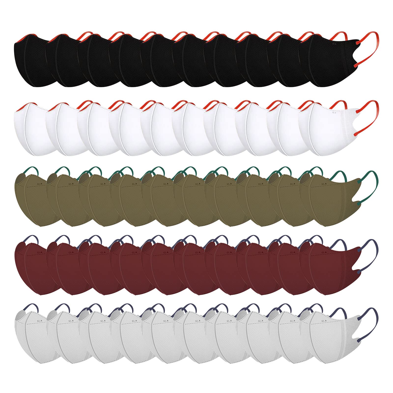 50PCS 3-Ply Disposable Face Masks for Adults - Colorful Ear Loop Designs & Breathable Protection - Solid Colors for Daily Use, Travel, Work & Public Safety