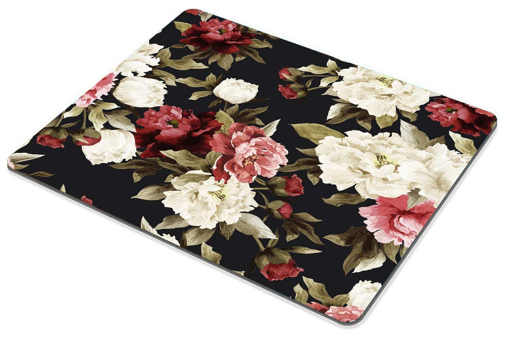 Custom Watercolor Floral Rose Gaming Mouse Pad - Non-Slip Rubber Base Computer & Laptop Mousepad for PC Gaming, Office Work & Home Use