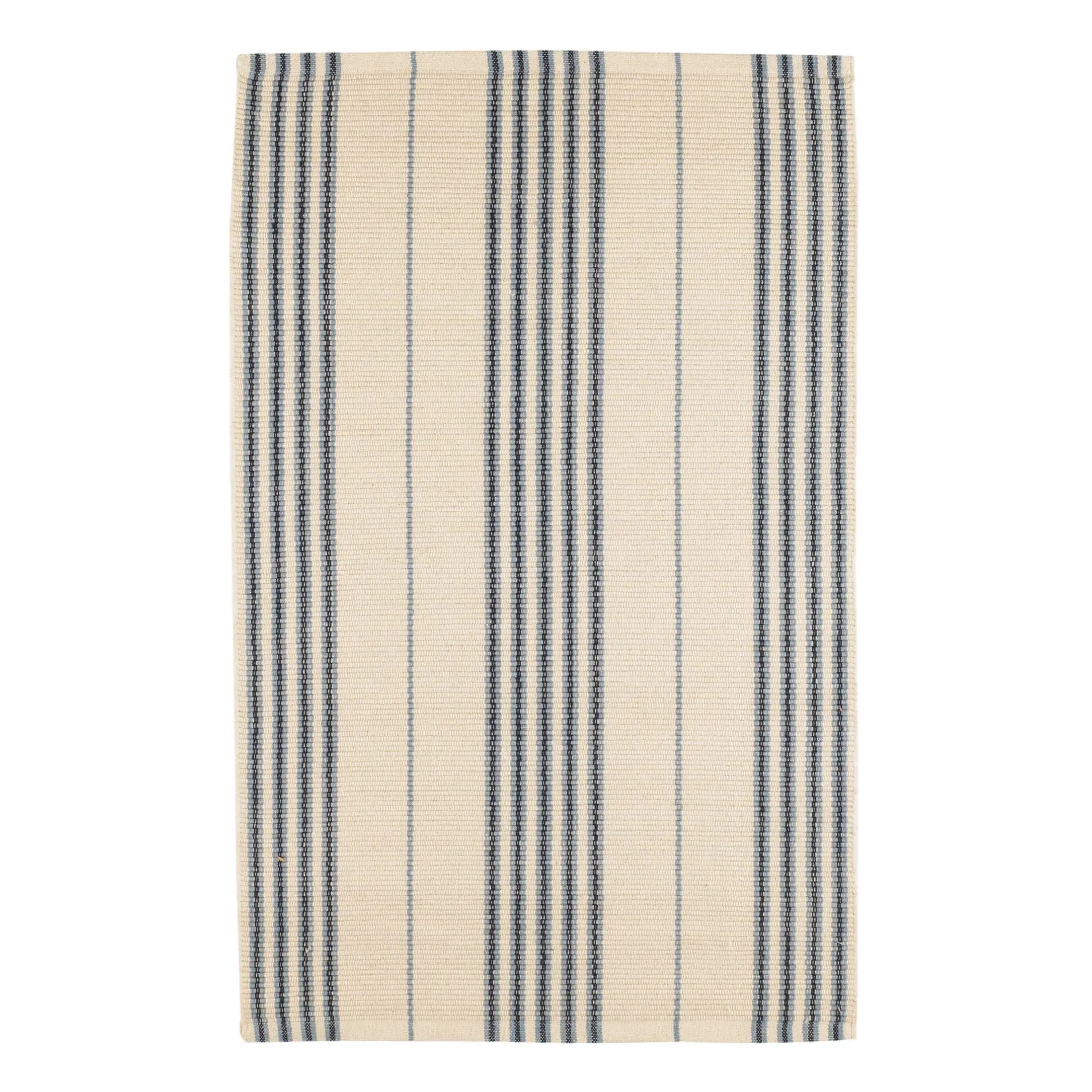 Dash & Albert Conway Blue Handwoven Cotton Rug - Stylish & Durable Area Rug for Living Room, Bedroom, or Office Decor