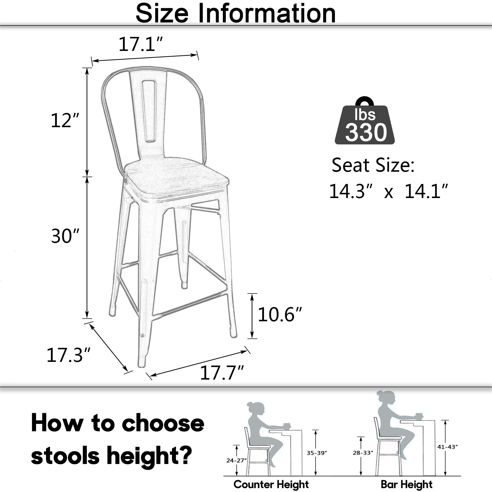 Aklaus 30 Inch Metal Bar Stools Set of 4 - Farmhouse Style Bar Height Stools with Backs & Larger Seat - Modern High Back Kitchen & Dining Chairs in White Cream - Perfect for Home Bars, Kitchen Islands & Breakfast Nooks