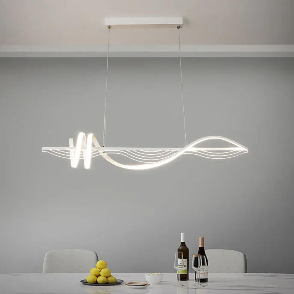 Modern Spiral LED Pendant Light for Dining Room - Elegant Ceiling Lighting Fixture for Kitchen Island, Breakfast Nook & Home Decor