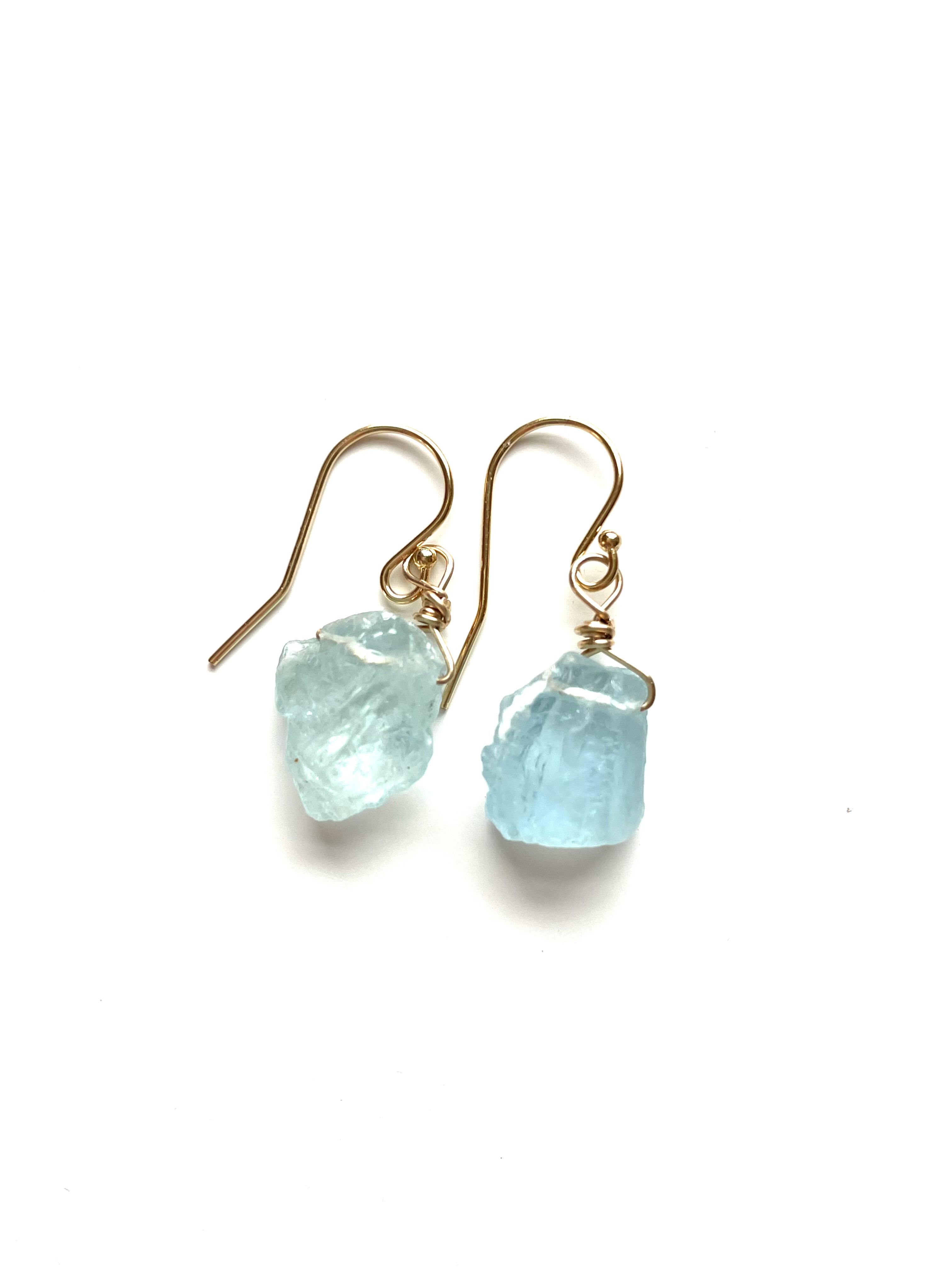 Exquisite Raw Natural Aquamarine Earrings in 14K Gold Filled or 925 Sterling Silver - Perfect for Weddings, Date Nights & Boho Chic Outfits