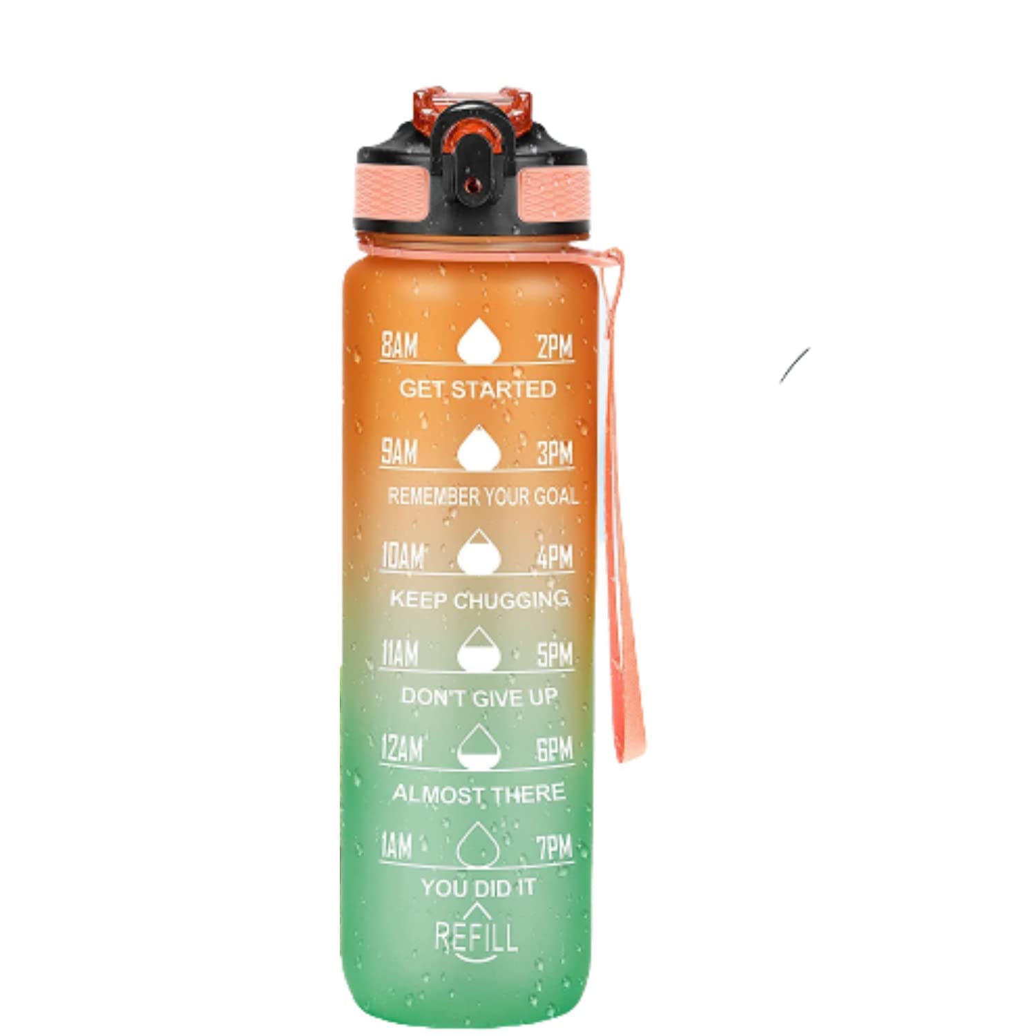 Unbreakable 1L Motivational Time Marker Water Bottle - Leakproof, Durable, BPA Free & Non-Toxic - Perfect for Office, Gym & Outdoor Activities | Blue Fuchsia (1 Pack)