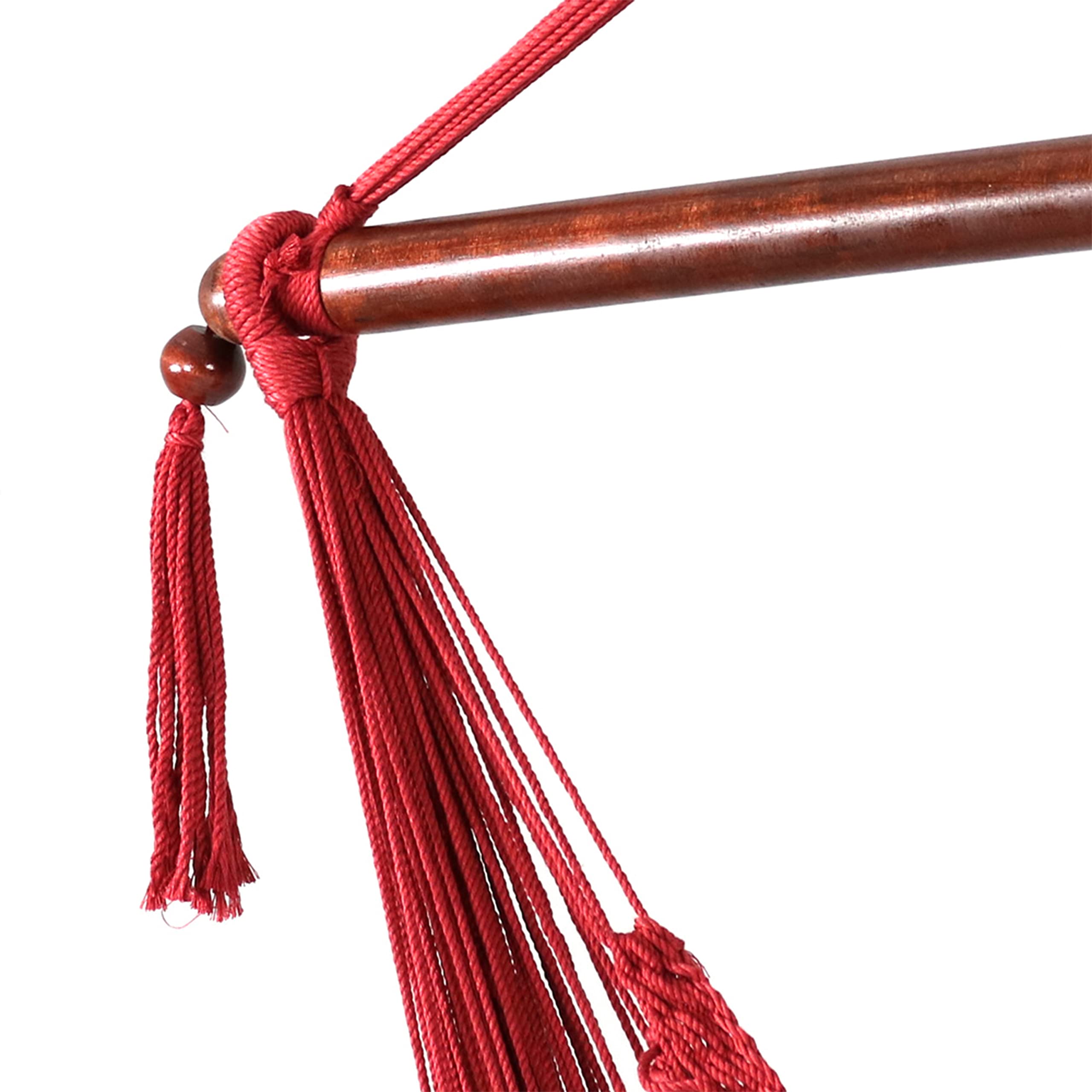 Caribbean-Style Hanging Rope Hammock Chair with Adjustable Stand - 300 lb Weight Capacity - Red - Perfect for Patio, Backyard, and Indoor Relaxation