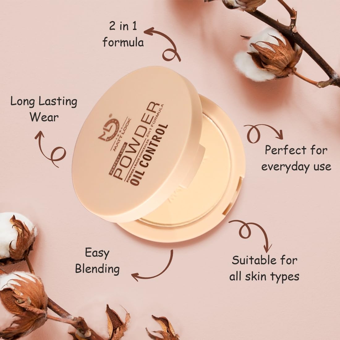 MATT LOOK Perfect Look Oil Control 2-in-1 Compact Powder & Foundation | High Coverage HD Finish Concealer | Blendable for All Skin Types | 20g Fair | Ideal for Daily Makeup & Photoshoots