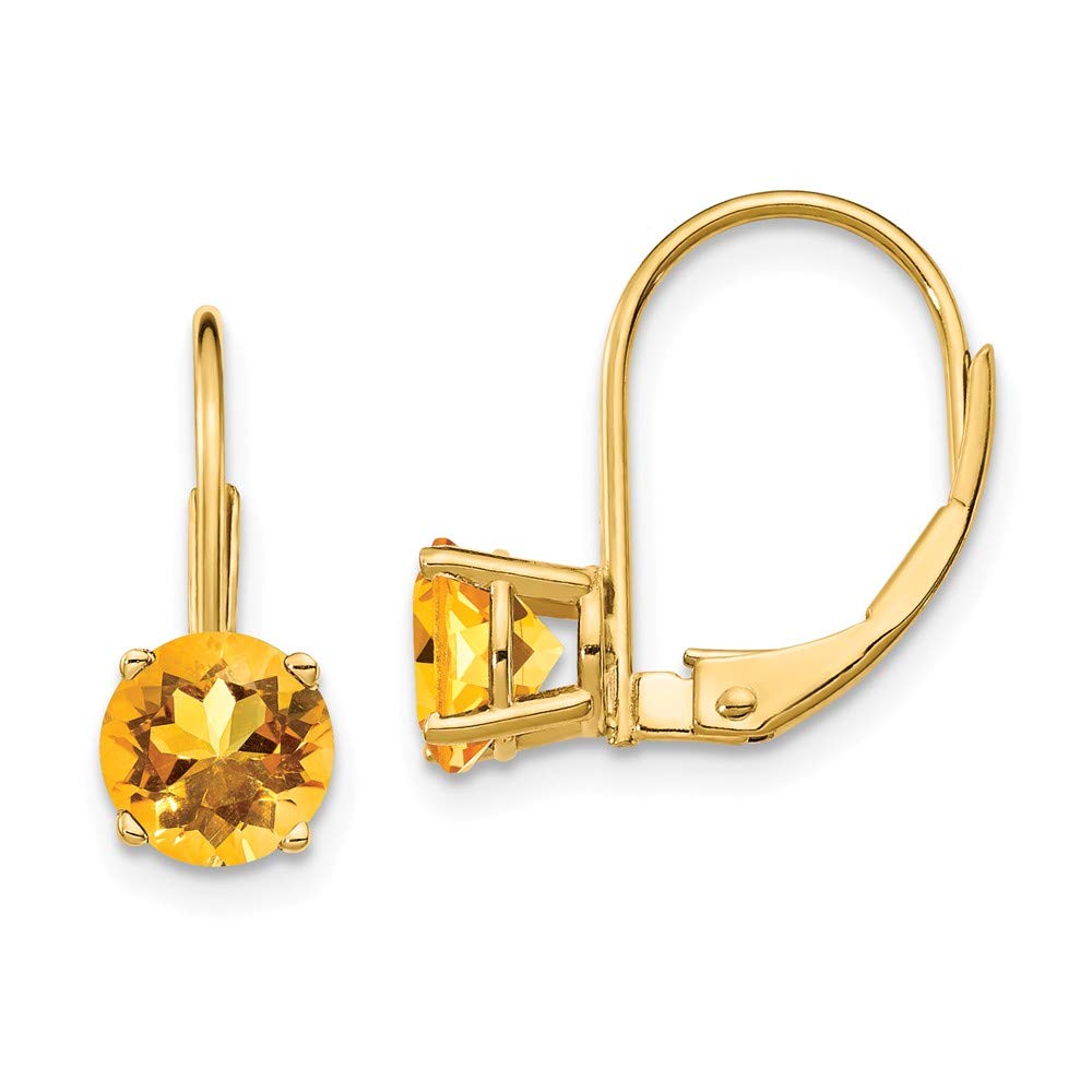 14k Gold Citrine Leverback Earrings - November Birthstone for Gifting