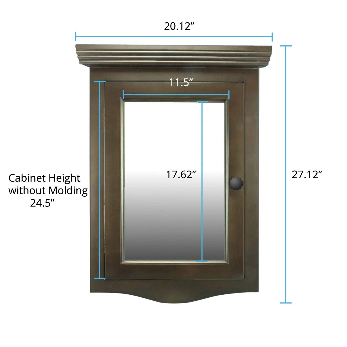 Dark Oak Corner Medicine Cabinet 27x20 Inch - Recessed Mirror Bathroom Storage with Mounting Hardware | Space-Saving Solution for Small Bathrooms & Vanities