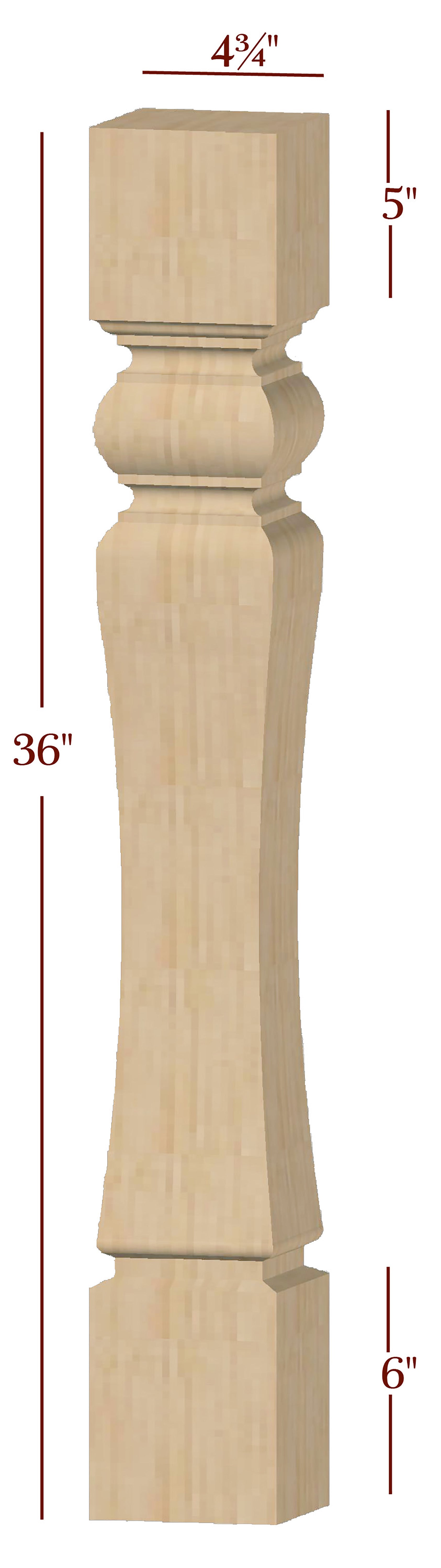 Large Square Brunswick Island Leg - Durable & Stylish Table Leg for Dining, Kitchen, and Office Furniture - Perfect for DIY Home Decor Projects