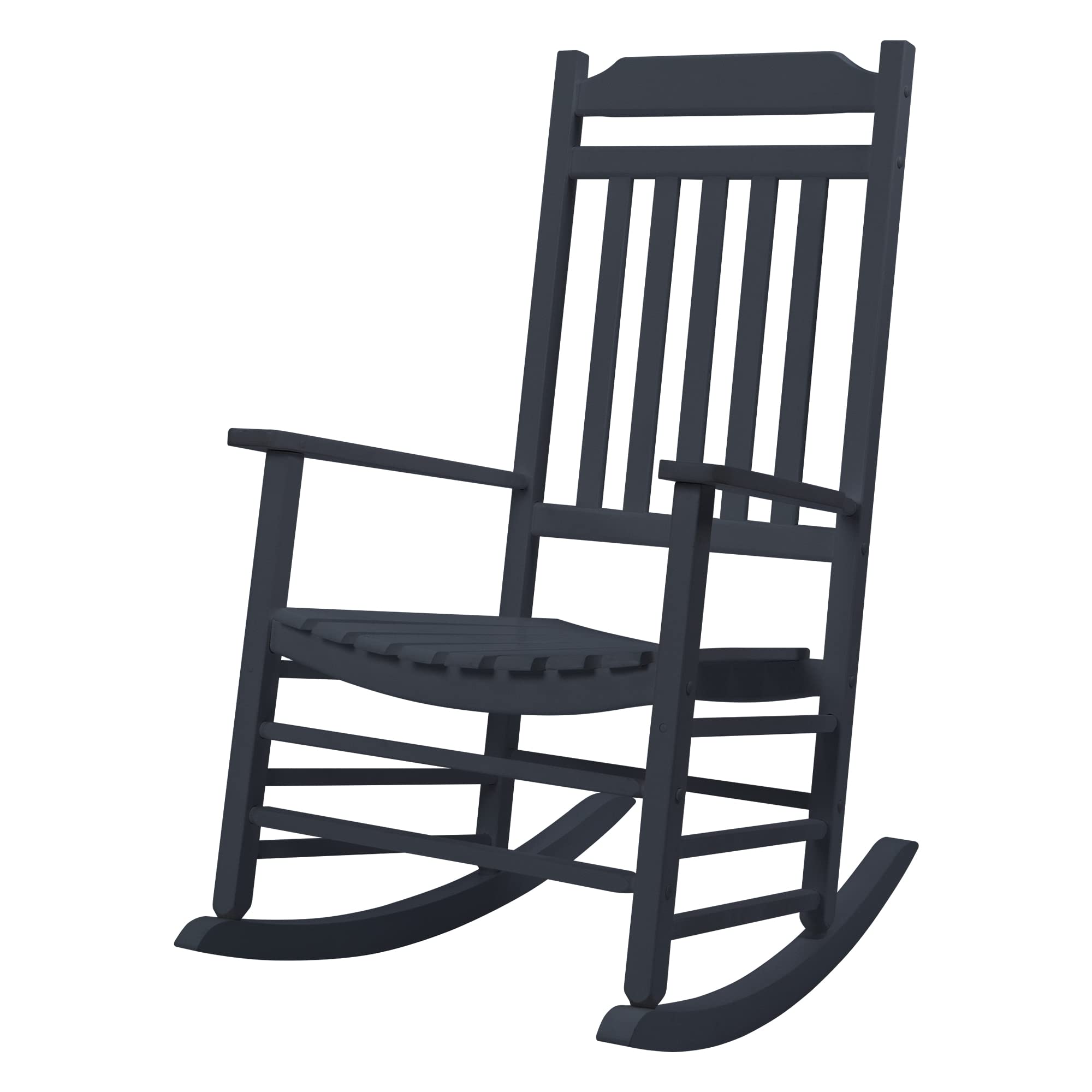 Kozyard Solid Wood High Back Slat Rocking Chair - Comfortable Outdoor Rocking Chair for Front Porch, Patio, Garden, or Indoor Use - Durable Gray Wooden Rocker for Relaxing & Reading (Gray)