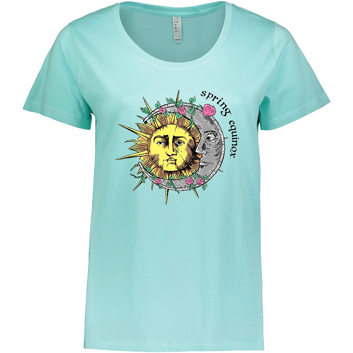 Inktastic 1st Day of Spring Sun and Moon Graphic Plus Size Women's T-Shirt - Comfortable Casual Tee for Spring Outfits, Outdoor Activities & Everyday Wear