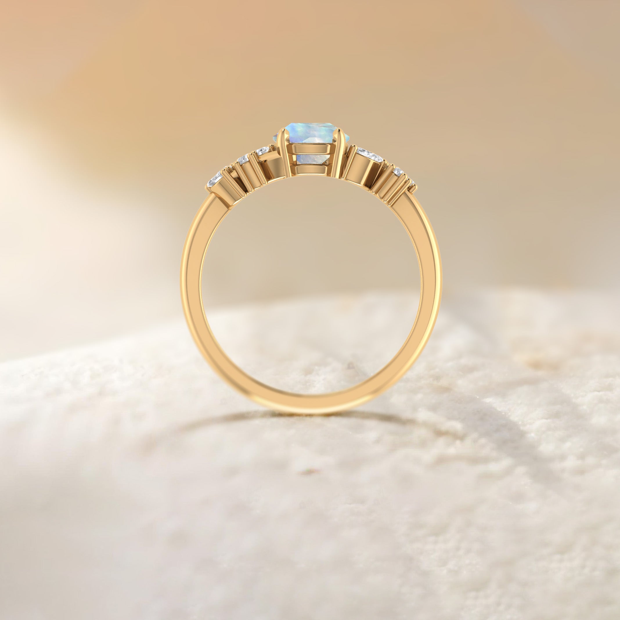 Natural Moonstone Leaf Statement Ring for Women - Elegant Boho Jewelry for Everyday Wear & Special Occasions