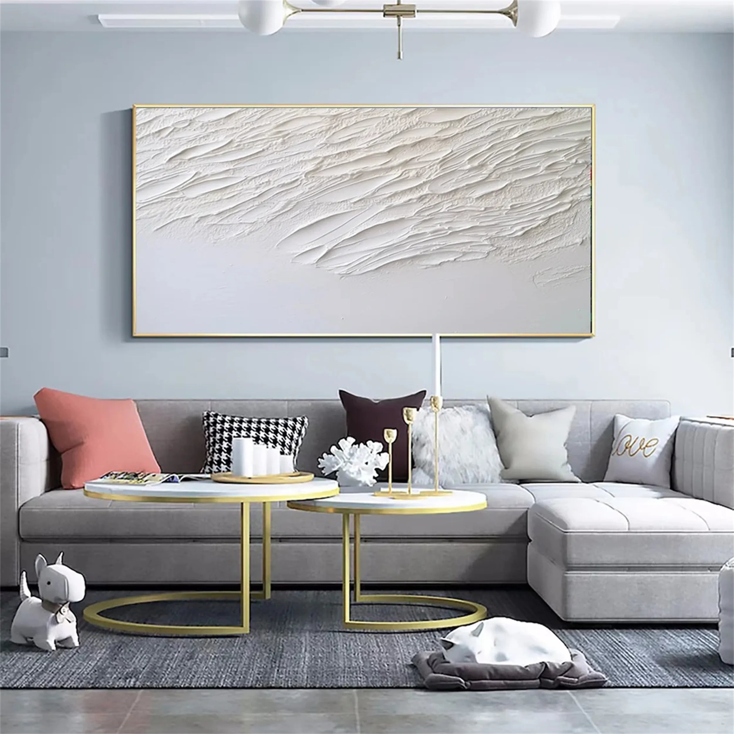 White Minimalist Textured Painting Canvas - Modern Abstract Wall Art for Living Room & Bedroom Decor | Premium Quality #MM165