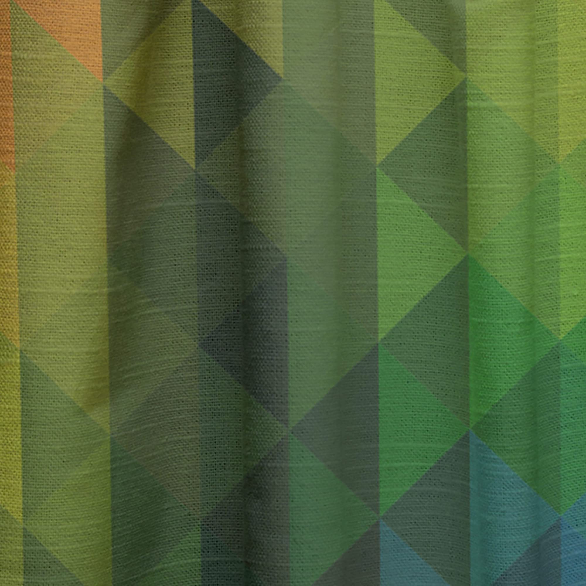 DesignQ Geometric Triangle Pattern Curtains - Orange, Green & Blue Thermal Insulated Window Drapes - Single Panel 52x90 Inches for Bedroom & Living Room - Perfect for Modern Home Decor & Sun Protection