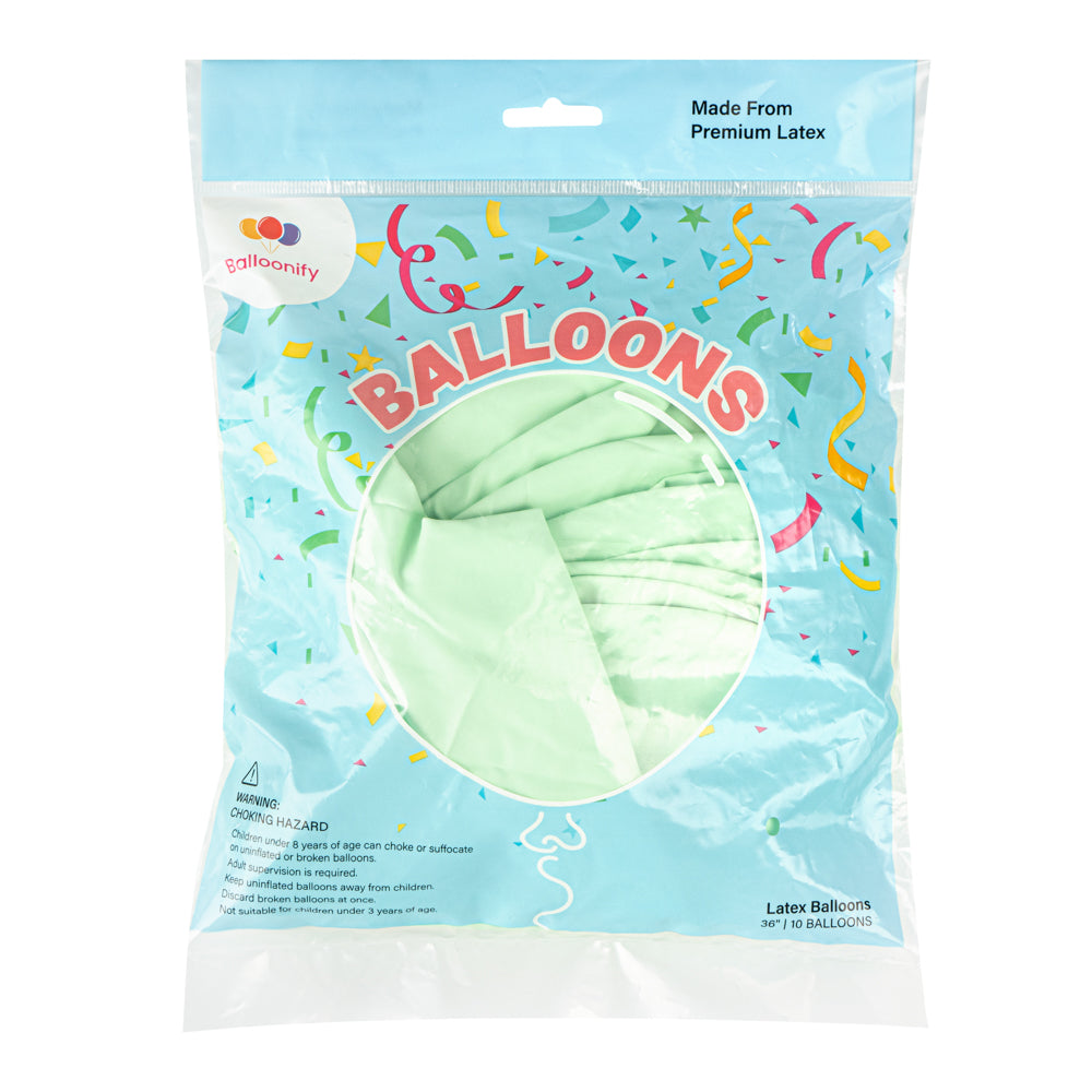 Pastel Green Latex Balloons 36 Inch - 10 Count Box for Birthday Parties, Baby Showers & Wedding Decorations