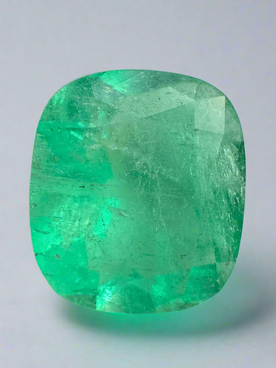 17x15mm Natural Cushion Cut Colombian Emerald Gemstone - 16.11 Carat AAA Quality Green Emerald for Jewelry Making, Engagement Rings & Luxury Gifts