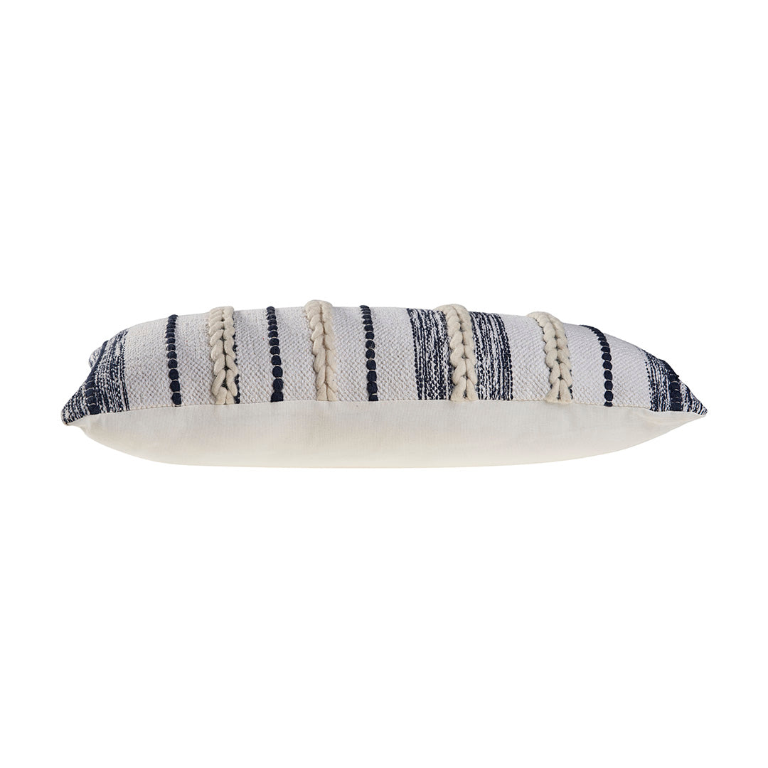 Navy and White Lumbar Pillow - Supportive Cushion for Sofa, Bed & Office Chair - Perfect for Back Pain Relief & Home Decor