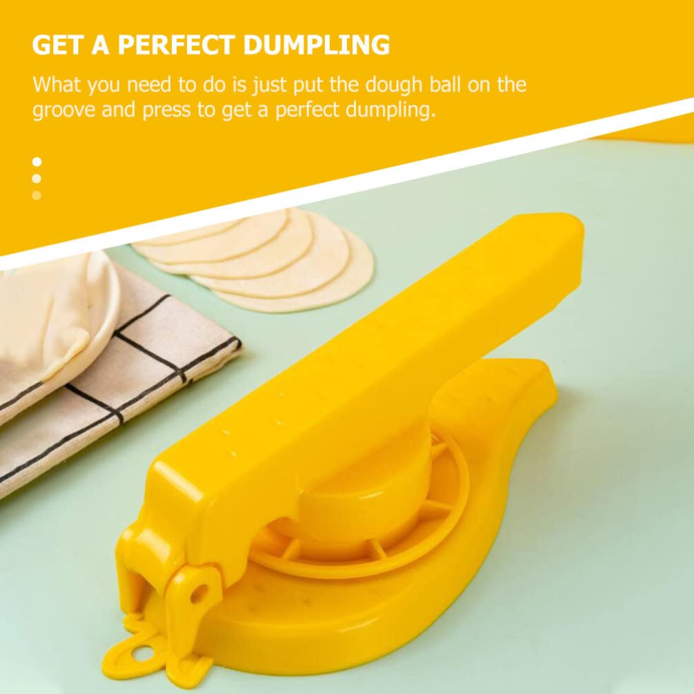 Cabilock Manual Dumpling Maker & Dough Press - Yellow Kitchen Tool for Homemade Dumplings, Pizza, Pastry & Wrappers | Perfect for Asian Cooking, Family Meal Prep & DIY Food Projects