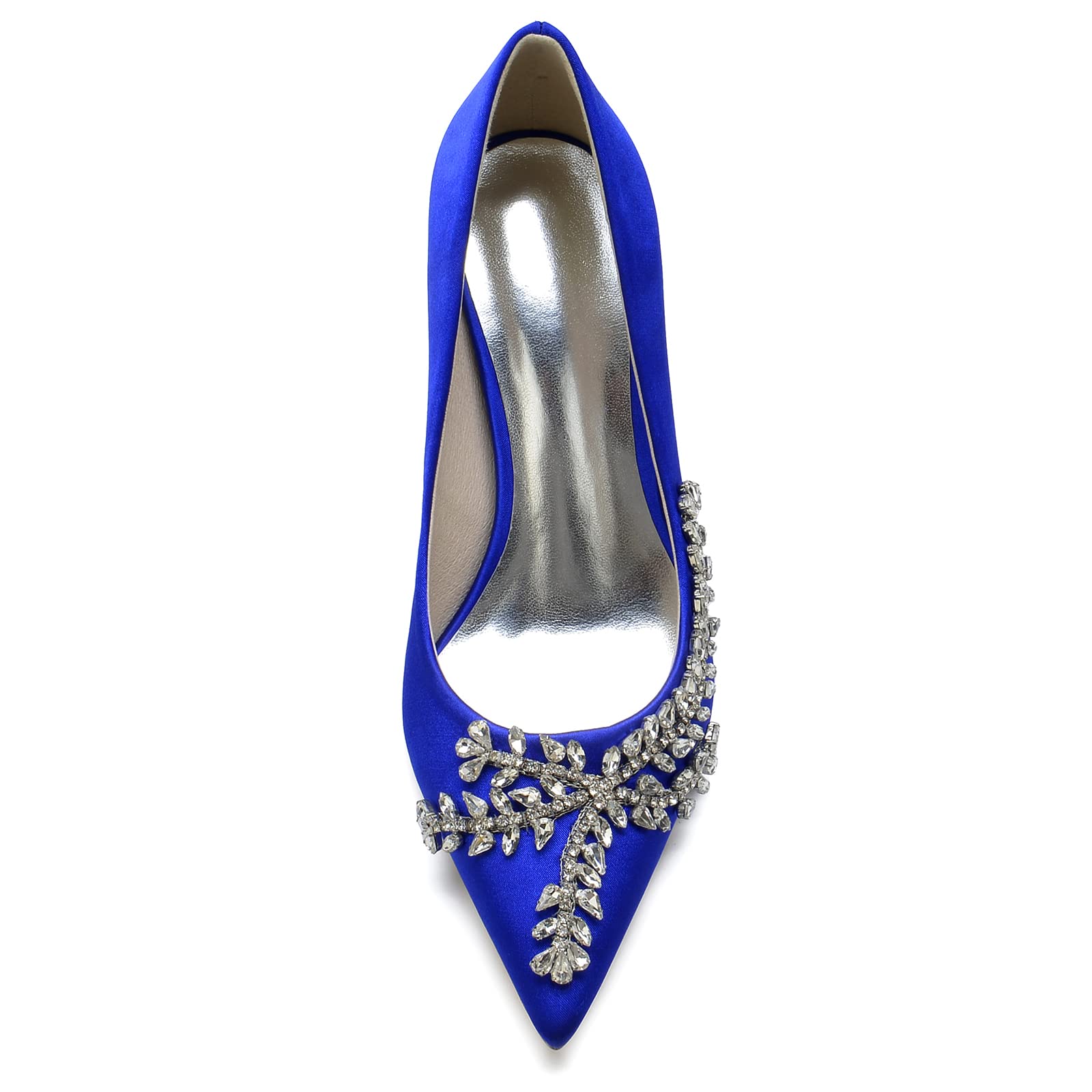 Elegant Women's Pointed Toe Stiletto Heel Satin Wedding Shoes with Crystal Decor - Perfect for Brides, Bridal Parties & Formal Occasions