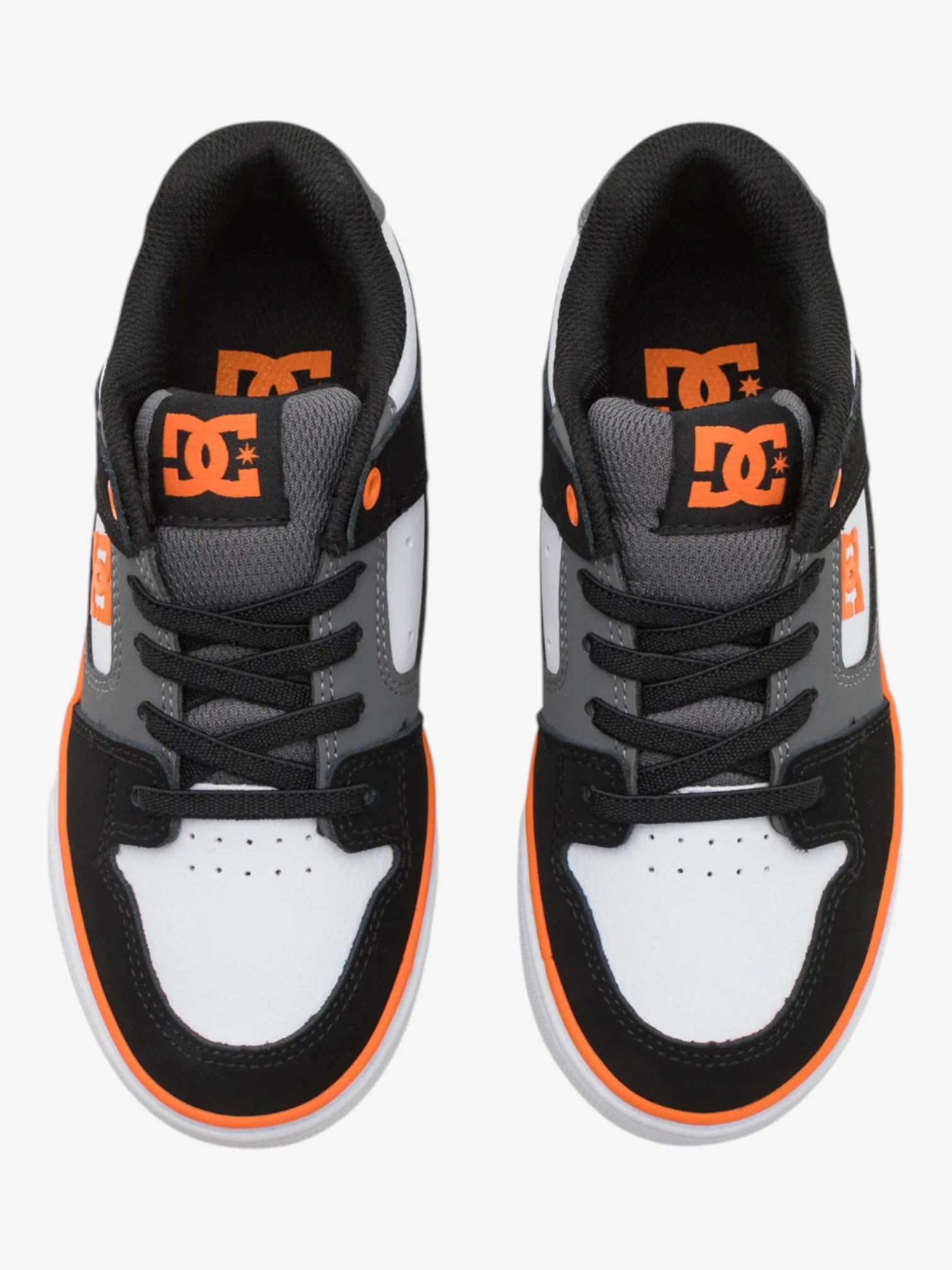 DC Kids Pure Elastic Sneakers - Black, White & Orange | Comfortable & Durable for School, Play & Everyday Wear