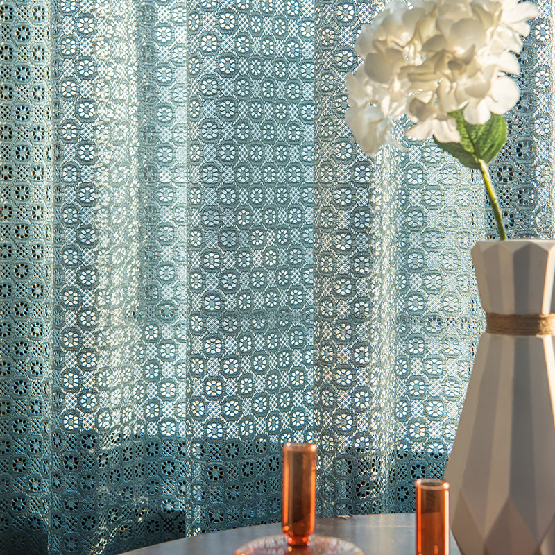 Yaritza Gauze Warp Knitted Floral Sheer Custom Curtains - Elegant Window Treatments for Living Room, Bedroom & Nursery Decor