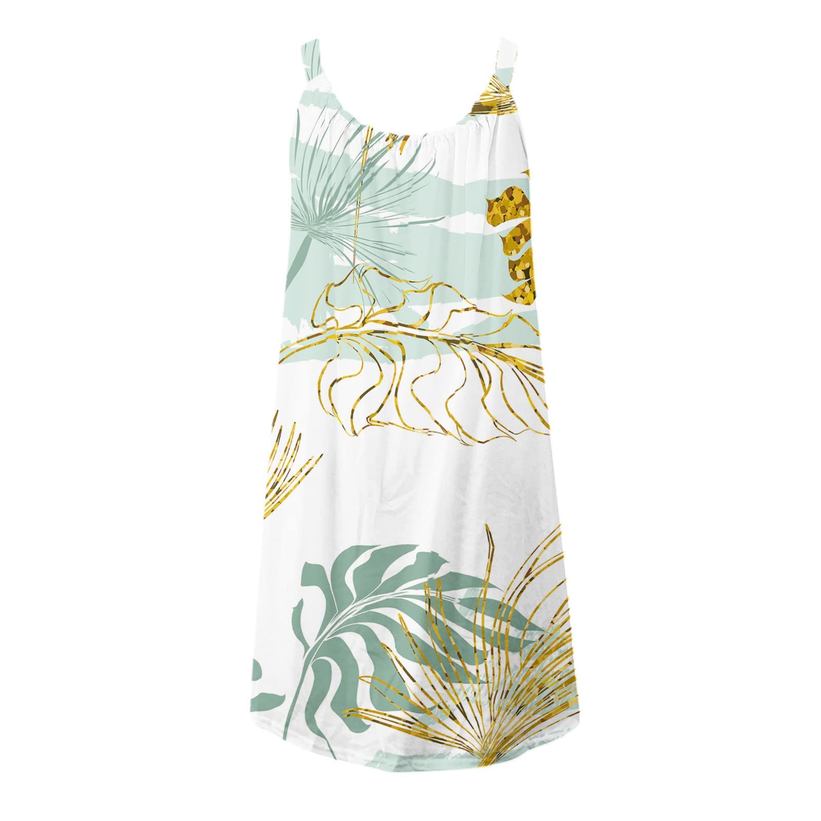Women's YOG Summer Sling Tank Dress - Hawaiian Print Loose Vacation Sundress for Beach, Pool & Casual Outings | Flowy Comfort for Tropical Getaways & Summer Fashion
