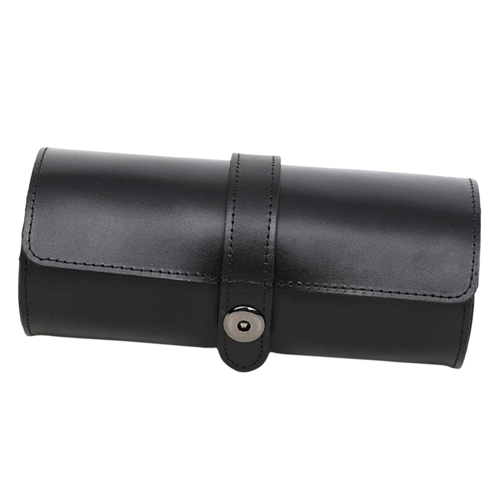 Premium 3-Slot Watch Case Organizer for Men - PU Leather Travel Watch Roll Display Storage Box (Black) | Perfect for Travel, Business Trips & Watch Collection Organization