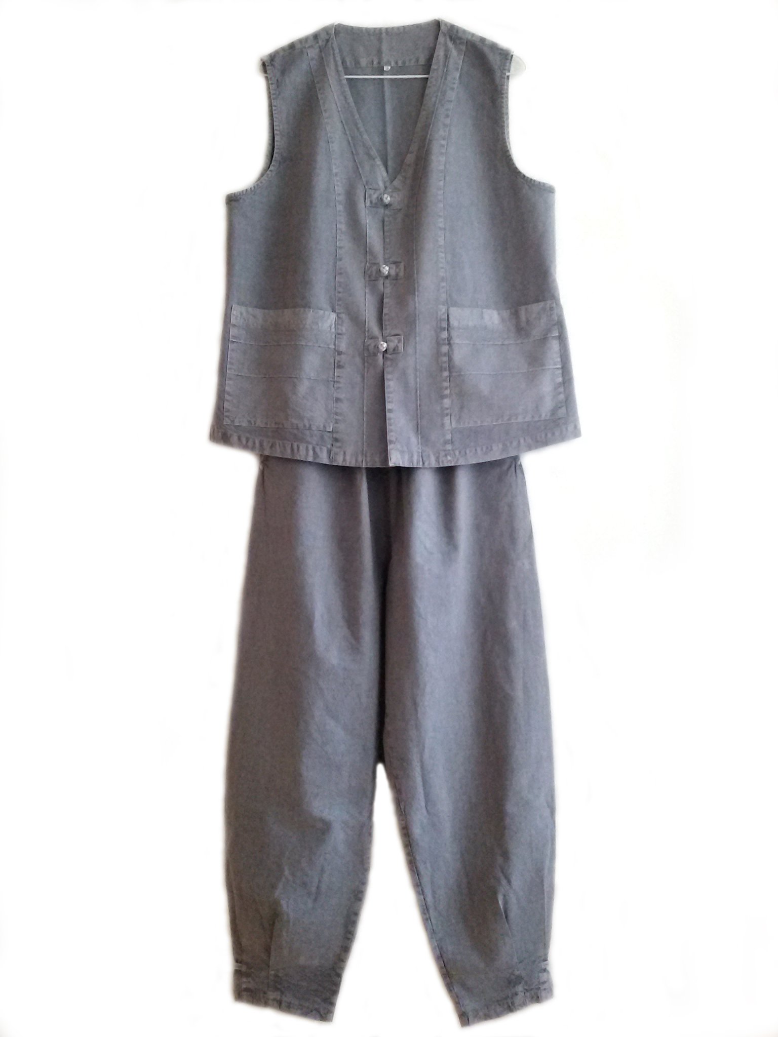 Altair 100% Cotton Unisex Vest & Pants Set - Buddhist Zen Meditation Wear, Temple Uniform, Hanbok Style Loungewear for Yoga, Mindfulness & Spiritual Practice