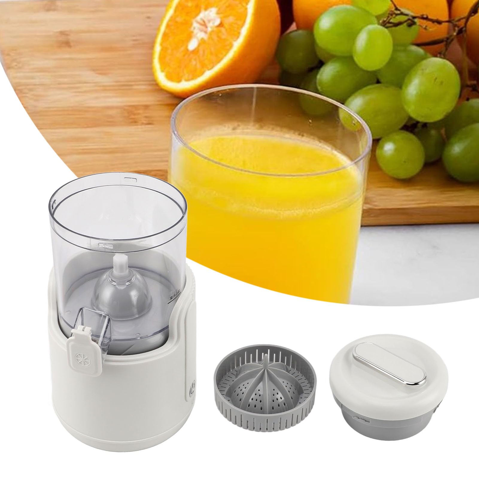 Electric Citrus Juicer - Rechargeable USB Juicer Machine with Cleaning Brush for Oranges, Limes, Lemons & Grapefruits | Easy to Clean Portable Fruit Squeezer for Kitchen, Camping & Travel