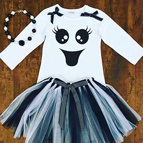 Adorable Friendly Ghost Halloween Costume Tutu Skirt for Baby & Toddler Girls - Perfect for Trick-or-Treating, Halloween Parties & Photo Shoots