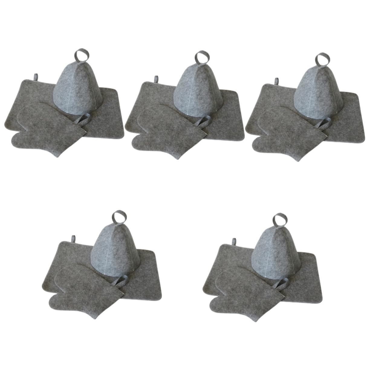 Minkissy 5-Pack Felt Sauna Hat Set for Men & Women - Breathable Bath Hat for Spa, Sauna, Shower - Grey Protective Headwear for Home & Gym Use