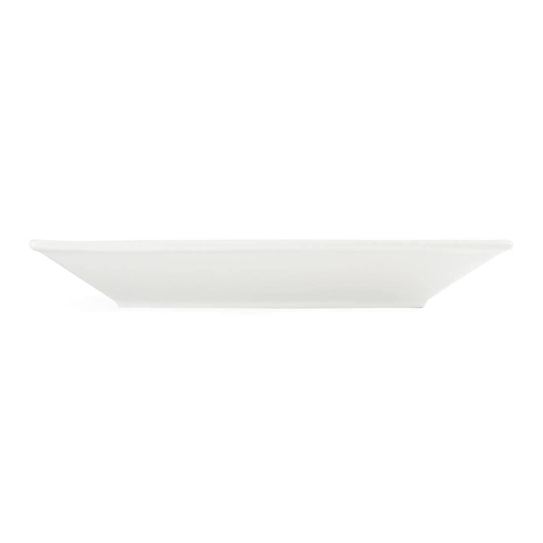 Olympia White Square Porcelain Dinner Plates - 6-Piece Set with Wide Rim, 250mm - Elegant Tableware for Fine Dining, Weddings & Special Occasions