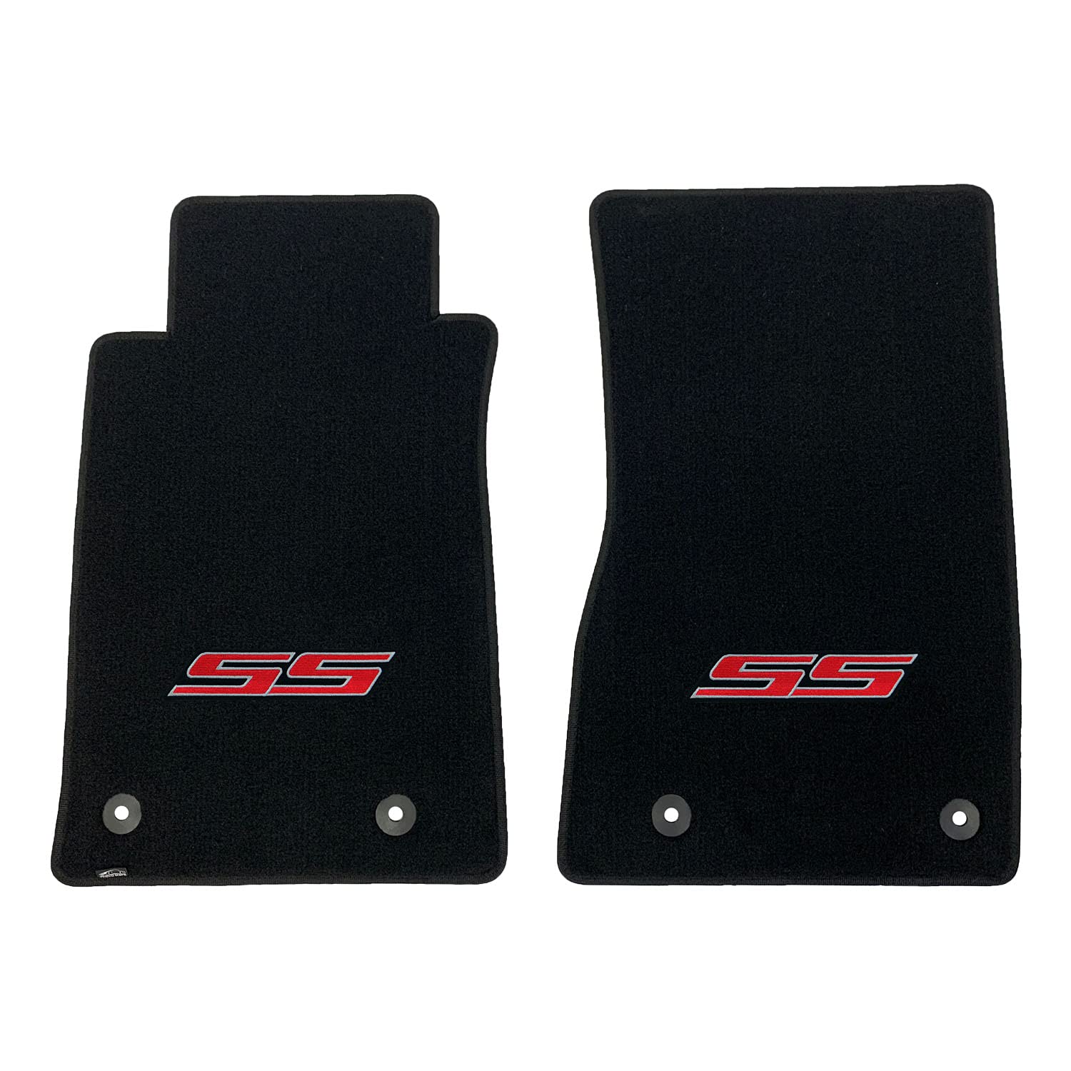 Premium Custom-Fit Carpet Floor Mats for Chevy SS 2014-2017 - Black with Red SS Logo (2-Piece Set) | Luxury Car Interior Accessories for Enhanced Comfort & Style