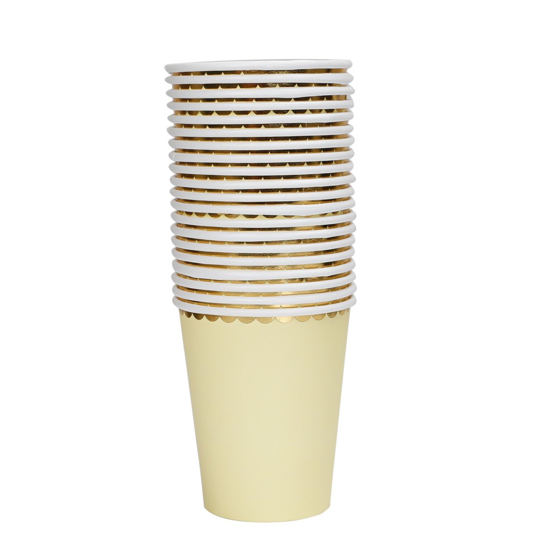 Gold Yellow Paper Cups 9oz - Sparkly Gold Foil Disposable Cups for Wedding, Party, Cocktail & Anniversary (40 Pack) - Elegant Drinkware for Celebrations, Bridal Showers & Special Events