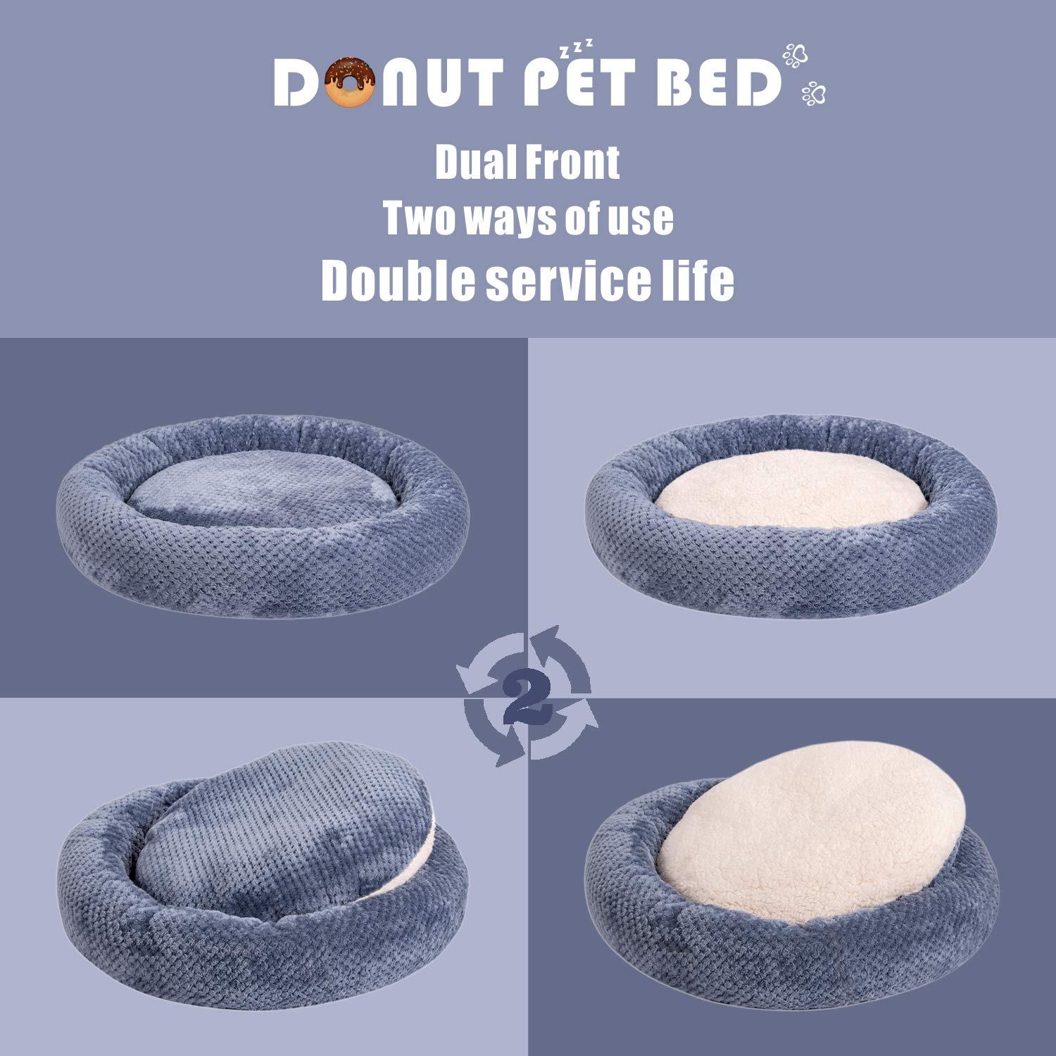 WONDER MIRACLE Fuzzy Deluxe Pet Bed - Ultra Soft Orthopedic Dog Bed & Cat Bed for Large Dogs - Machine Washable Pet Crate Mat (24x24 Inches, Smoked Blue) - Perfect for Living Room, Bedroom & Kennel Comfort