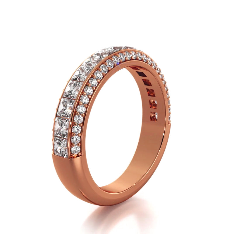 2.23 Carat Princess & Round Cut Diamond Wedding Band Ring for Women – Elegant Bridal Jewelry, Anniversary Gift, Engagement Ring for Her