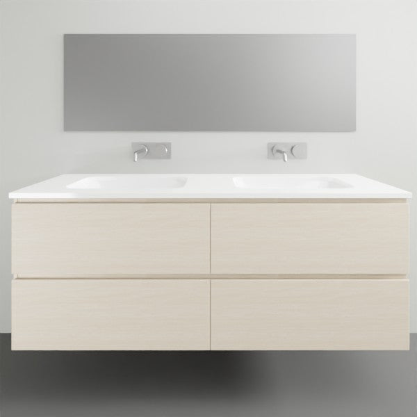 ADP Glacier Lite All Drawer Twin Vanity with Solid Surface Top - Modern Bathroom Vanity Set with Storage Drawers for Master Bath & Guest Room Remodel