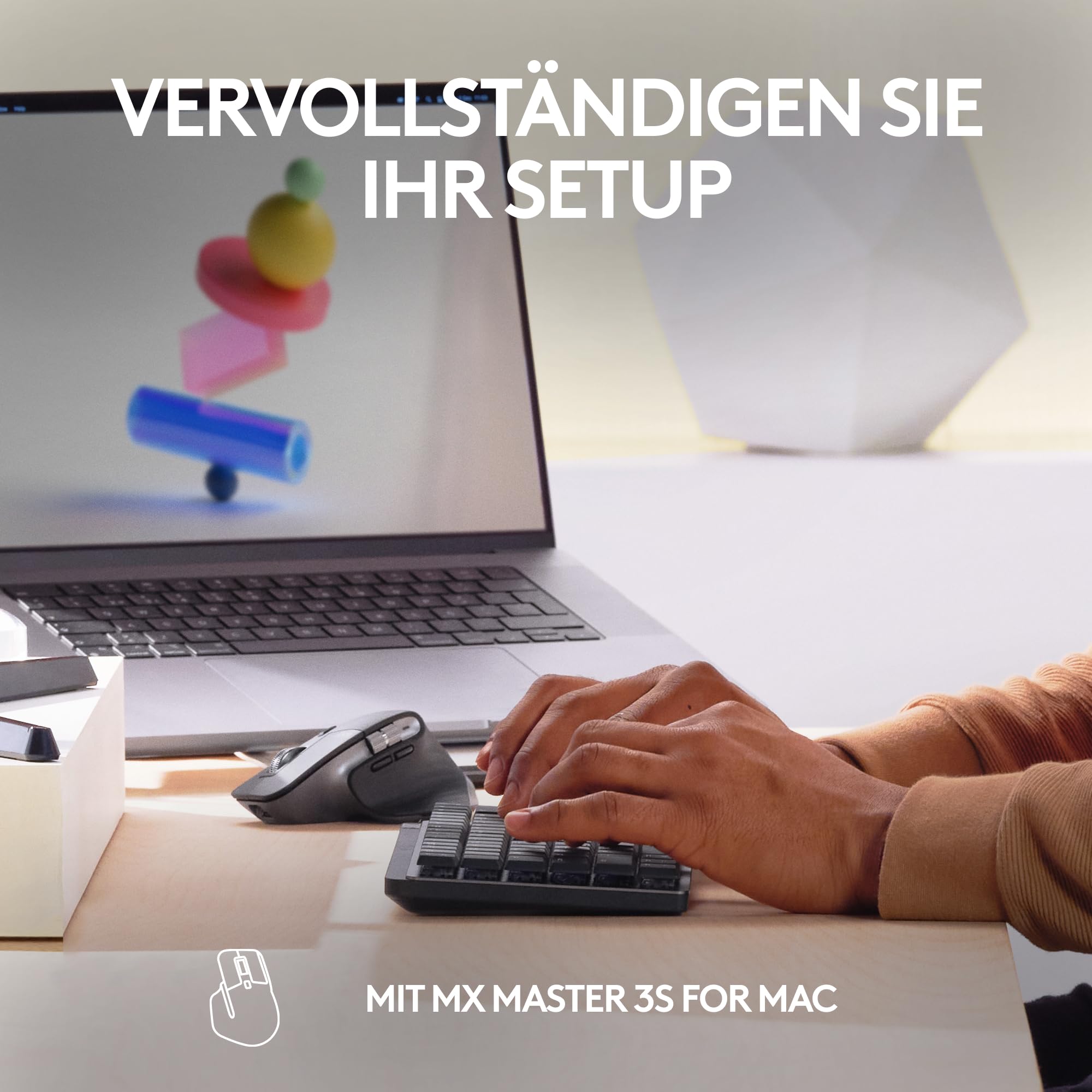Logitech MX Mechanical Mini Wireless Keyboard for Mac - Backlit, Low-Profile Keys, Tactile Silent Switches, Bluetooth, USB-C, German QWERTZ Layout (Space Gray) - Perfect for Apple MacBook, iPad & Office Work