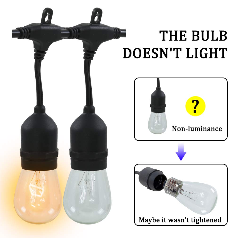 96FT Outdoor String Lights - Weatherproof Patio Lights with 30 Bulbs & Extras (2 Pack) - Connectable Bistro Lights for Garden, Backyard, Wedding & Commercial Decor - Durable Incandescent Lighting for Outdoor Dining & Events