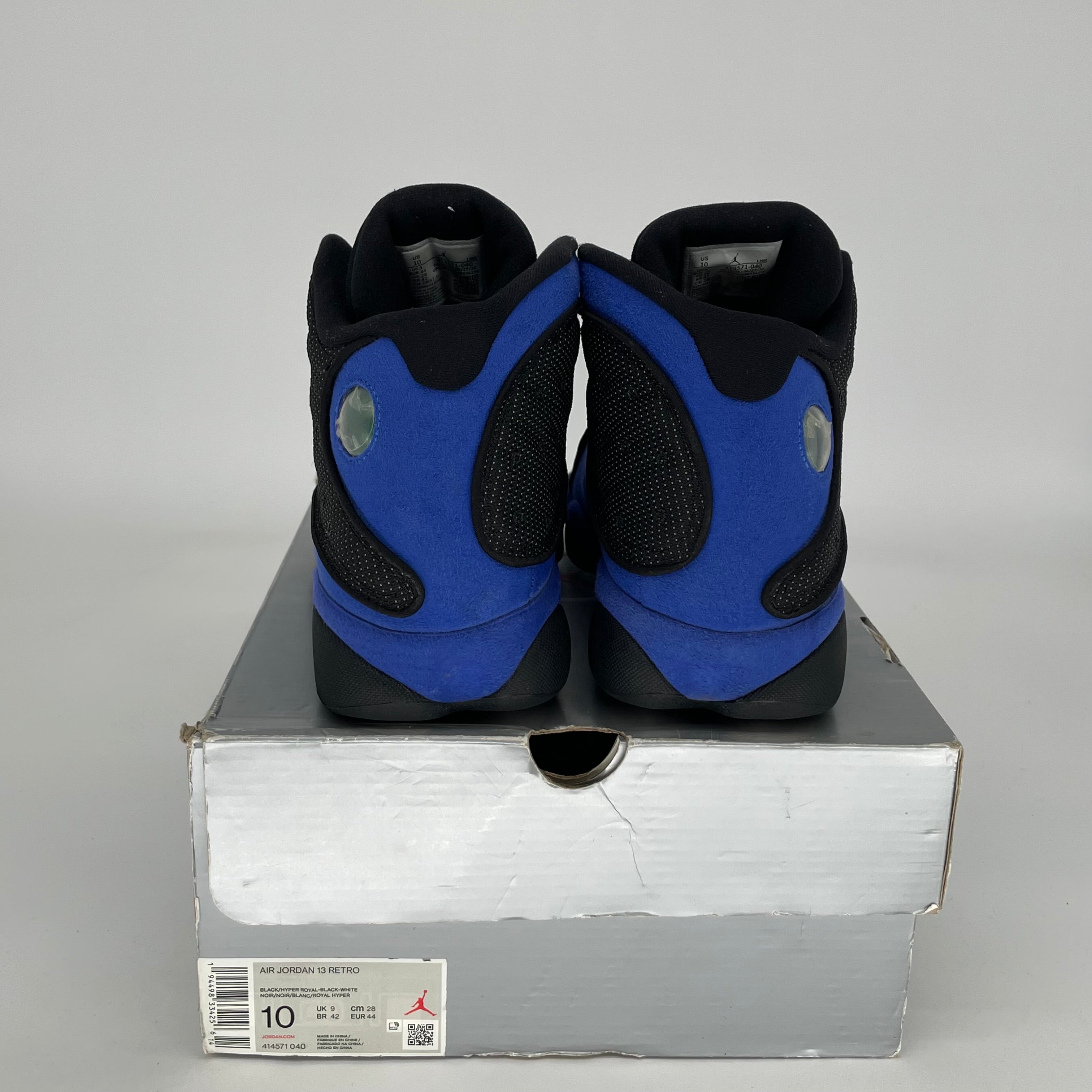 Original Air Jordan 13 Retro 'Black Hyper Royal' Men's Basketball Shoes Size 10 (414571-040) - Perfect for Streetwear, Sneaker Collecting & Casual Sports