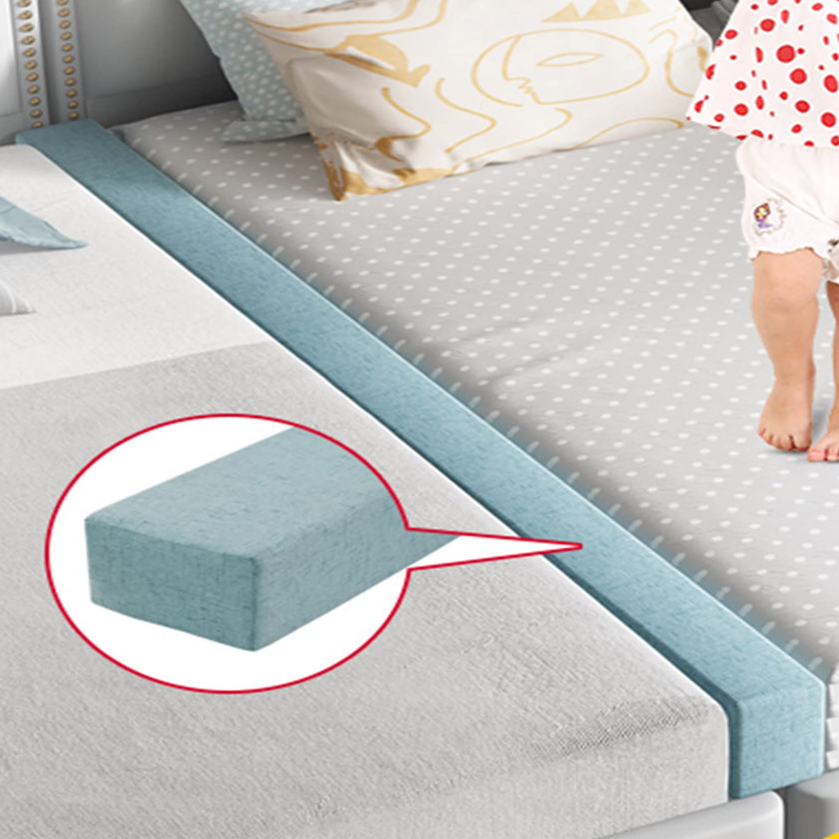 Long Bed Gap Filler Pillow for Single/Double/King Size Beds - Soft Headboard Cushion & Bedside Protector (120cm/150cm/180cm/200cm) - Thick Armrest Support Pillow for Sofa & Bed - White (120x10x15cm) - Perfect for Bedroom Safety, Comfort & Gap Protection