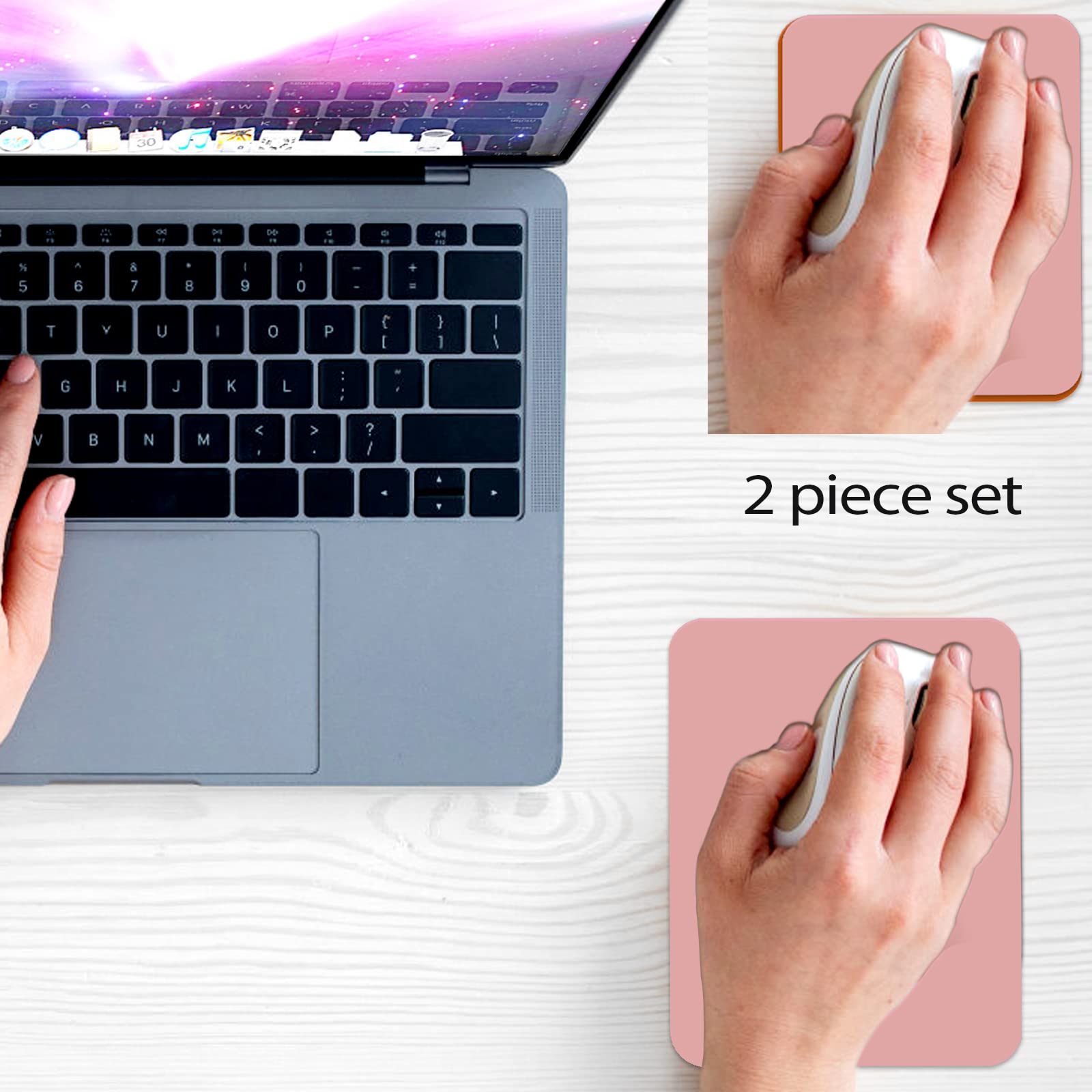 Premium Small Mouse Pad Set - 5x6 & 5.7x7.5 Inch Mini Mouse Pads with Non-Slip Rubber Base | Portable, Waterproof, Wireless Mouse Compatible | Perfect for Laptop, Office & Gaming (Pink)
